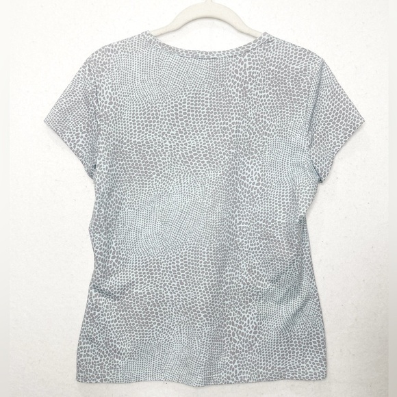 J. McLaughlin Leopard Print Signature Cap Sleeve Catilina Cloth Shirt Blue Gray - Picture 2 of 5